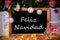 Chalkboard, Tree, Gift, Fairy Lights, Feliz Navidad Means Merry Christmas