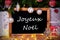 Chalkboard, Tree, Gift, Fairy Lights, Joyeux Noel Means Merry Christmas