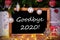 Chalkboard, Tree, Gift, Fairy Lights, Text Goodbye 2020