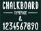 Chalkboard typeface, modern font written on the board with charcoal