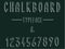 Chalkboard typeface, modern font written on the board with charcoal