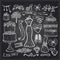 Chalkboard wedding bridal elements set.