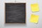 Chalkboard wood frame sample text hanging on wall