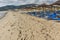 CHALKIDIKI, CENTRAL MACEDONIA, GREECE - AUGUST 26, 2014: Seascape of Sarti Beach at Sithonia peninsula, Chalkidiki