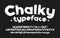 Chalky alphabet font. Hand drawn uppercase and lowercase letters, numbers and symbols.