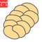 Challah color line icon, bread and loaf, braided bread sign vector graphics, editable stroke filled outline icon, eps 10