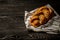 Challah, Jewish bread, homemade baking, traditional Jewish bread, Jewish pastries on a wooden background. Flat lay. copy space