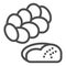 Challah line icon. Jewish pastry, bread loaf symbol, outline style pictogram on white background. Bakery shop sign for
