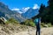 Chame - A girl hiking in Himalayas