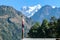 Chame - Prayer flags waving above Himalayan peaks