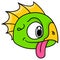 chameleon head emoticon with cute face sticking out its tongue  doodle icon image kawaii