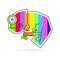 Chameleon Lizard Rainbow Color Cartoon Character Graphic