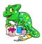 Chameleon paint cartoon illustration