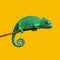 Chameleon on a stick. Polygonal design