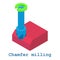Chamfer milling metalwork icon, isometric 3d style