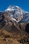 Chamlang mountain peak view from Kongma Dingma campsite, Himalaya mountains range in Nepal