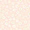 Chamomile floral mille fleur seamless pattern on pink background. Small summer flowers in simple scandinavian cartoon