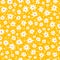 Chamomile floral mille fleur seamless pattern on yellow background. Small summer flowers in simple scandinavian cartoon