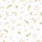 Chamomile Lawn Daisy Wildflower Motif Background. Naive Margerite Flower Seamless Pattern on White. Delicate Leaves Hand