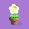 Chamomile in pot cute 3d rendering ,potted plant on violet background, gardening concept, vector