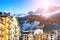 Chamonix Mont Blanc, famous ski resort in Alps, France