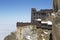 Chamonix terrace overlooking Mont Blanc massif at the mountain top station of the Aiguille du Midi in French Alps