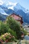 Chamonix village and mountain scene in France