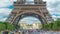 Champ de Mars and the Eiffel Tower timelapse in a sunny summer day. Paris, France