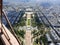 Champ de Mars view from top of eiffel tower looking down see the entire city as a beautiful classic architecture. A romantic place