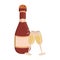 Champagne bottle and cups cartoon isolated