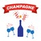 Champagne bottle icon. Wine glass bottle. Champagne party vector