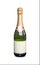 Champagne bottle isolated on white background. Closed traffic jam. Empty space for the design or text on the label