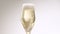 The champagne bottle is poured into the Sparkling glass on a white background