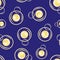 Champagne bubbles vector seamless pattern background. Hand drawn fizzy droplets indigo gold backdrop. Elegant sparkling