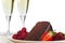 Champagne, Chocolate Cake Raspberries Strawberries