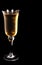 Champagne in a crystal glass on a black background