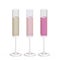 Champagne Edge Flutes Glasses set with liquid, clipping path inc