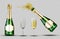 Champagne explosion bottle and wineglasses set