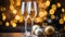 Champagne flute glows, celebrating new year eve generated by AI