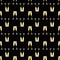 Champagne flutes vector seamless pattern background. Black gold backdrop with prosecco glasses in horizontal rows
