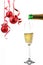 Champagne glass and Christmas decoration