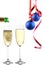 Champagne glass and Christmas decoration