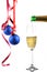 Champagne glass and Christmas decoration