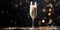 Champagne glass with effervescent bubbles. Concept of celebration and joy