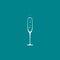 champagne glass icon. goblet icon flat. White simple pictogram isolated on blue background