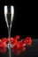 Champagne glass and petals