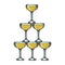 Champagne glass pyramid tower engraving vector