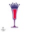 Champagne glass with royal crown, decorative goblet full with sp