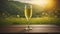 champagne glass on table view of green nature background. Ai generated