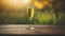 champagne glass on table view of green nature background. Ai generated